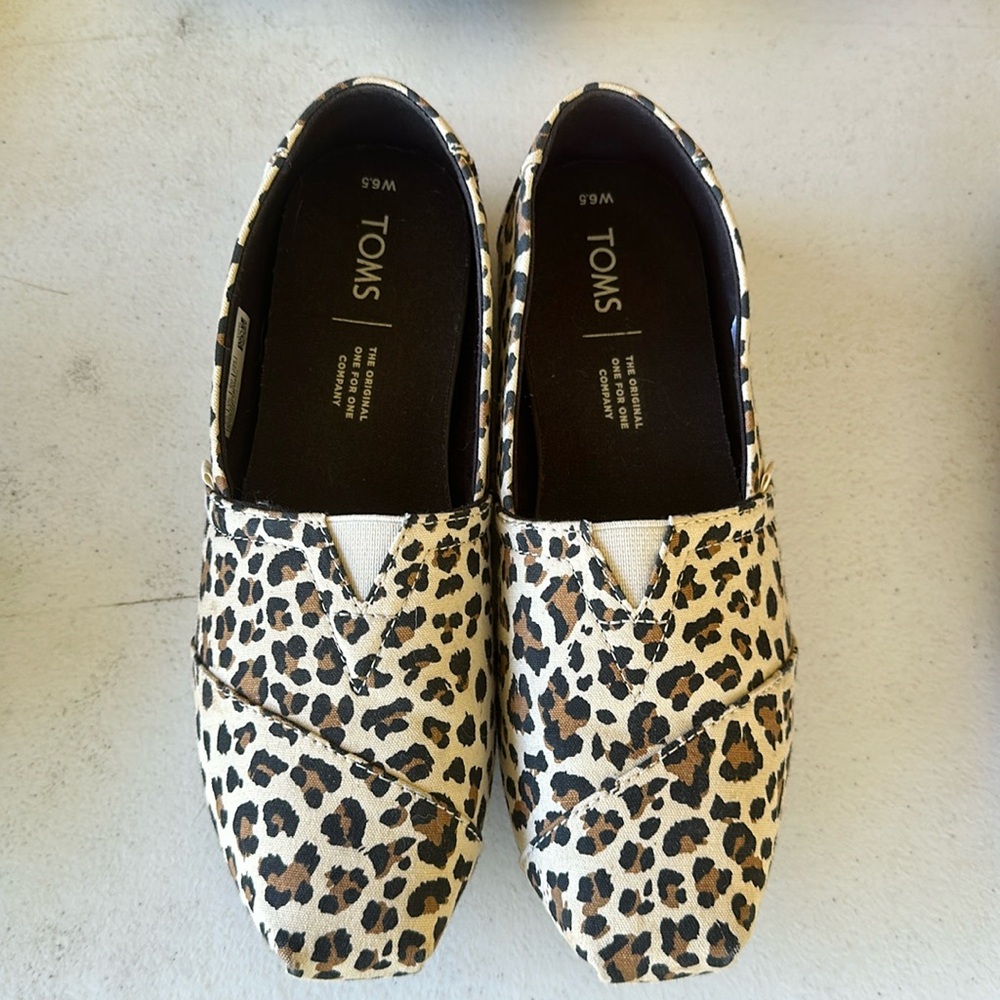 Toms leopard slides, rarely worn, 6.5w